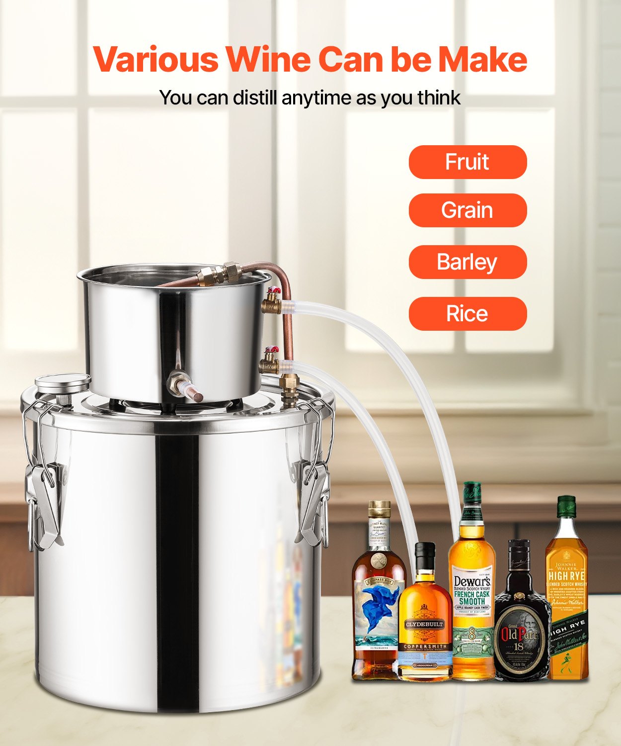 Moonshine Still 5 Gal Water Alcohol Distiller Brewing Kit Stainless Steel V952-DLNTZLQYS5JLJKUQUV3