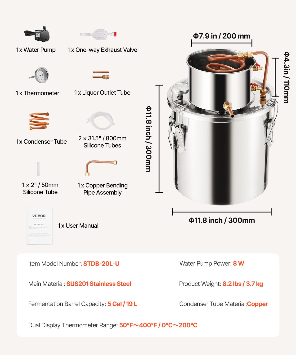 Moonshine Still 5 Gal Water Alcohol Distiller Brewing Kit Stainless Steel V952-DLNTZLQYS5JLJKUQUV3