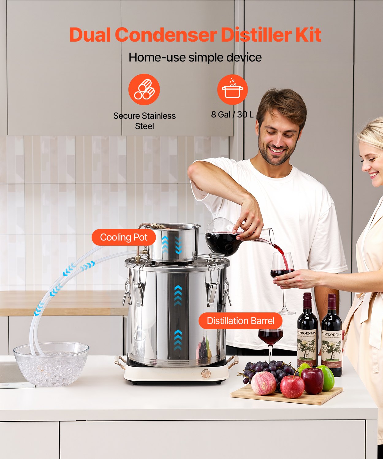 Moonshine Still 8 Gal Water Alcohol Distiller Brewing Kit Stainless Steel V952-DLNTZLQYS8JL8FA16V0
