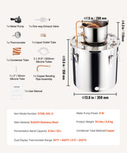 Moonshine Still 8 Gal Water Alcohol Distiller Brewing Kit Stainless Steel V952-DLNTZLQYS8JLWJXVZV3