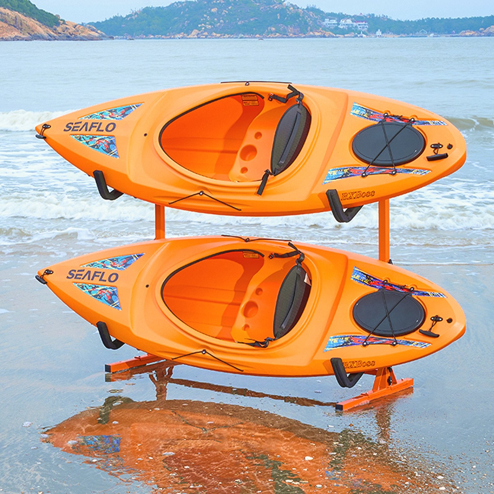 Freestanding Kayak Storage Rack, Kayak Stand for 2 Kayak Canoe Paddleboard, Heavy-duty Steel Kayak Hanger V952-DLS2G0000000ADO3DV0