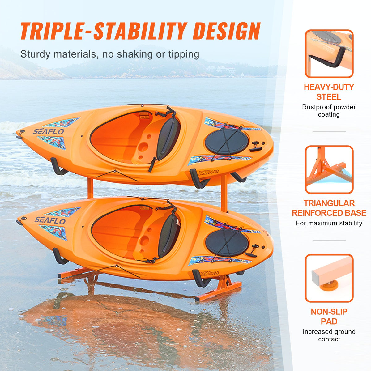 Freestanding Kayak Storage Rack, Kayak Stand for 4 Kayak Canoe Paddleboard, Heavy-duty Steel Kayak Hanger V952-DLS4G0000000D8BUTV0