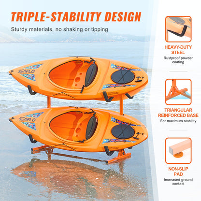 Freestanding Kayak Storage Rack, Kayak Stand for 4 Kayak Canoe Paddleboard, Heavy-duty Steel Kayak Hanger V952-DLS4G0000000D8BUTV0