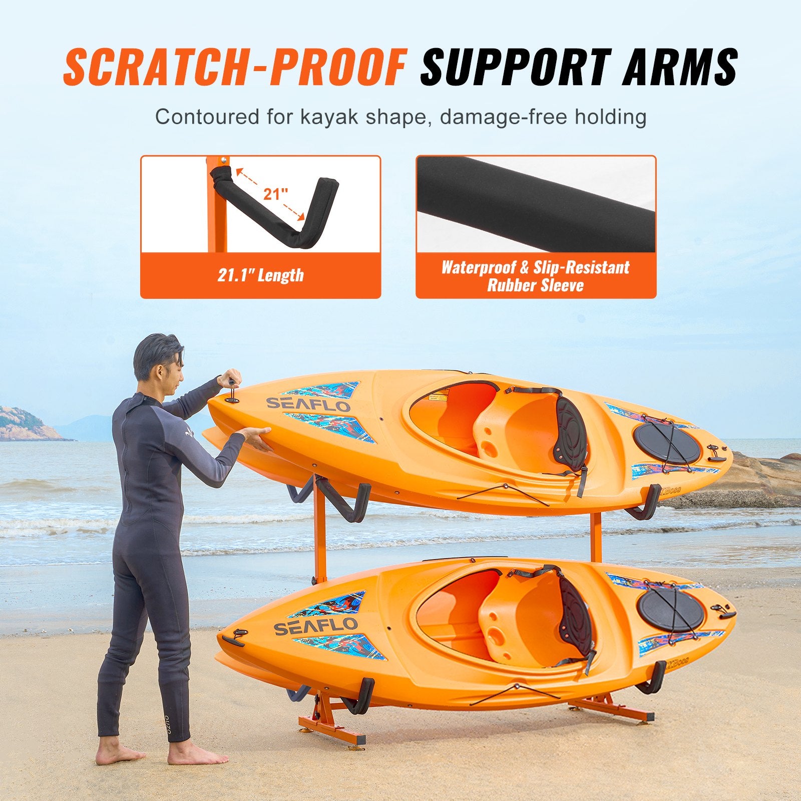 Freestanding Kayak Storage Rack, Kayak Stand for 4 Kayak Canoe Paddleboard, Heavy-duty Steel Kayak Hanger V952-DLS4G0000000D8BUTV0