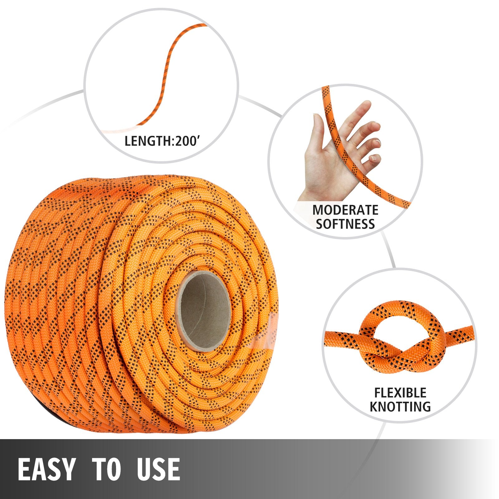 1.43cm Double Braid Polyester Rope 6096cm Nylon Pulling Rope 498.95kg High Force Polyester Load Sailing V952-DLSBZ16MMX61M0001V0