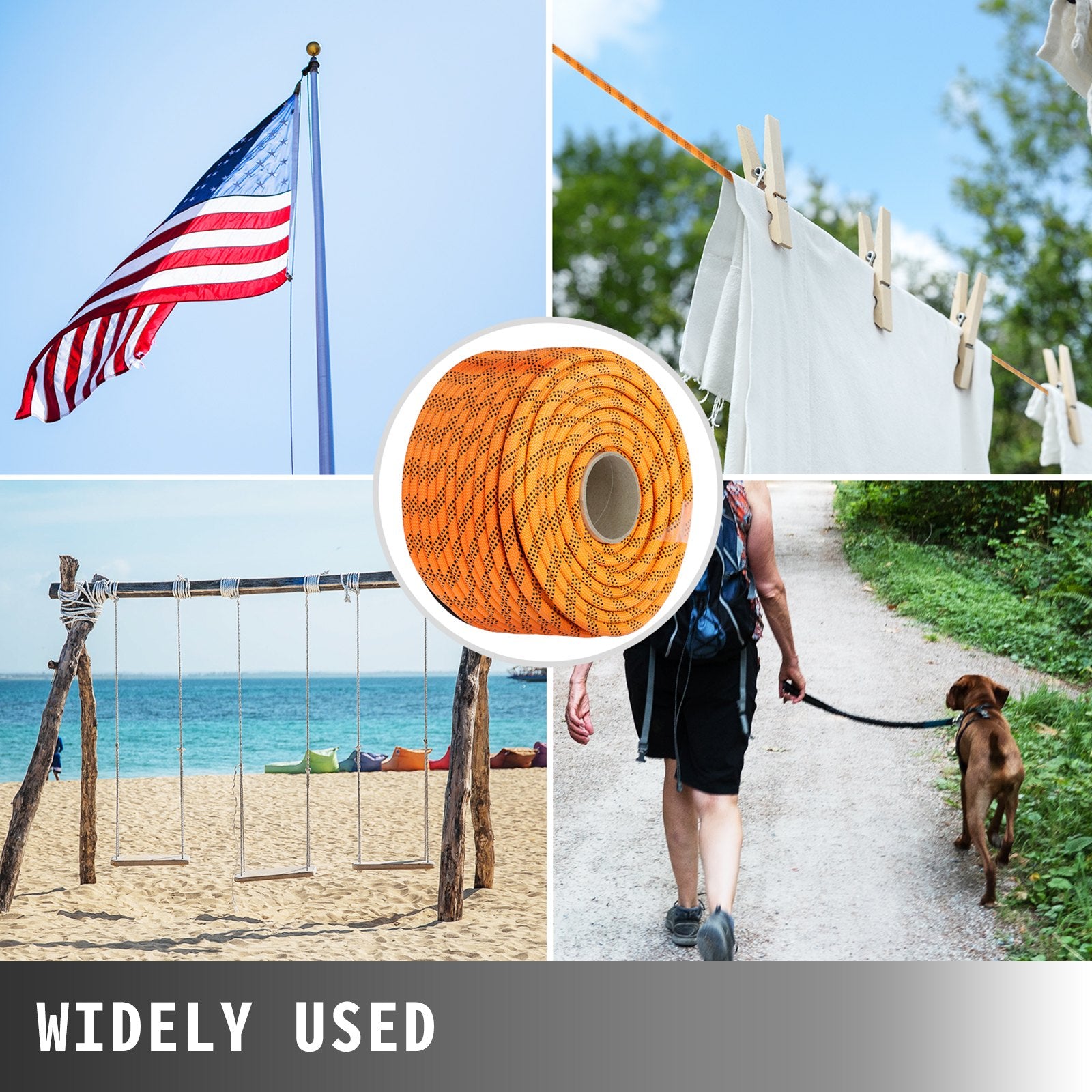1.43cm Double Braid Polyester Rope 6096cm Nylon Pulling Rope 498.95kg High Force Polyester Load Sailing V952-DLSBZ16MMX61M0001V0