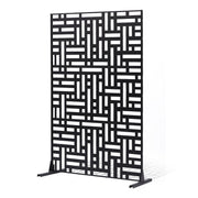 Metal Privacy Screen, 120 x 193cm, Outdoor Privacy Screens 3-Panel, Freestanding Outdoor Divider with Stand, V952-DLSHWYSPMJS7CV2AZV0