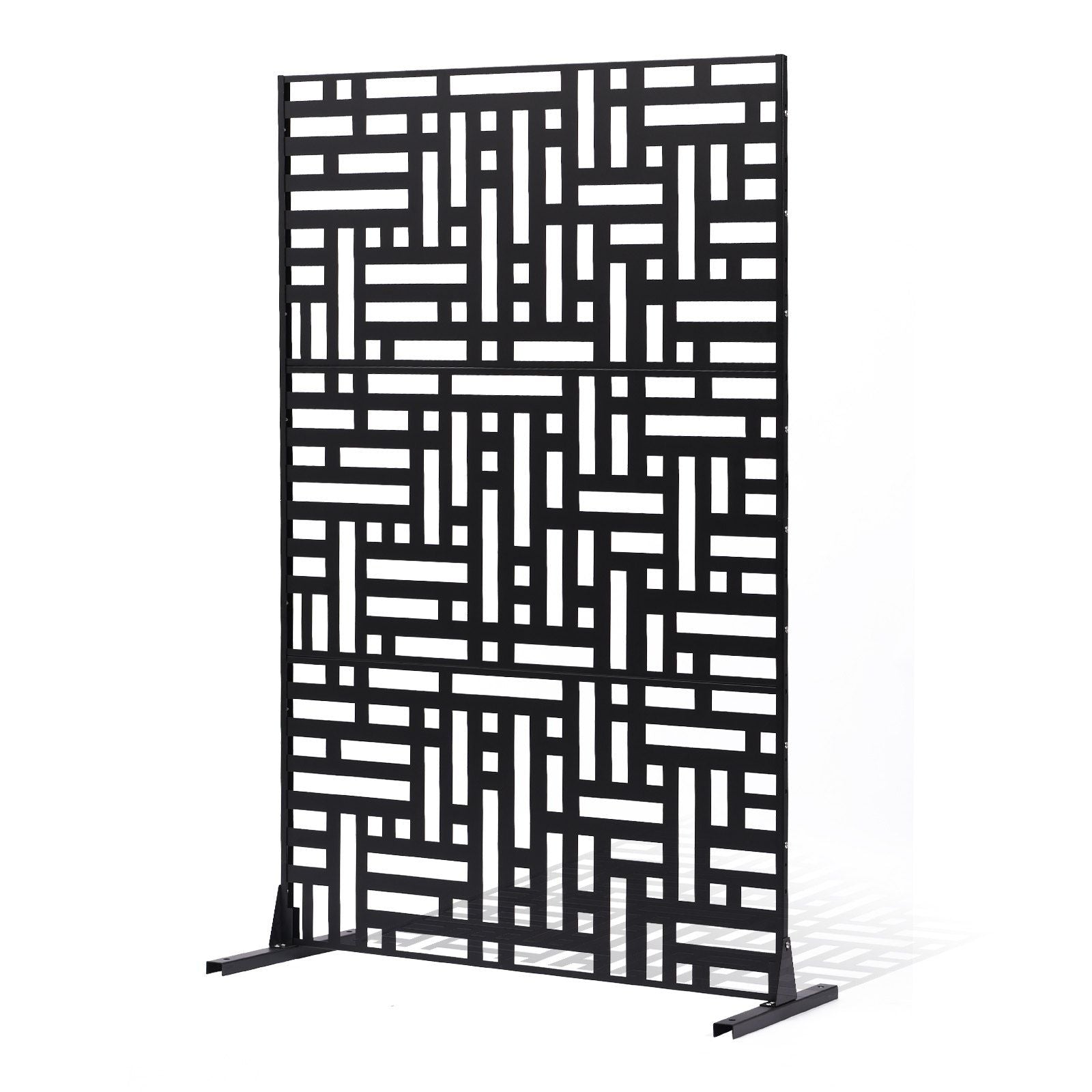 Metal Privacy Screen, 120 x 193cm, Outdoor Privacy Screens 3-Panel, Freestanding Outdoor Divider with Stand, V952-DLSHWYSPMJS7CV2AZV0