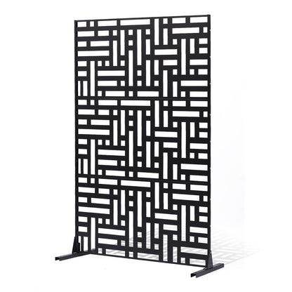 Metal Privacy Screen, 120 x 193cm, Outdoor Privacy Screens 3-Panel, Freestanding Outdoor Divider with Stand, V952-DLSHWYSPMJS7CV2AZV0