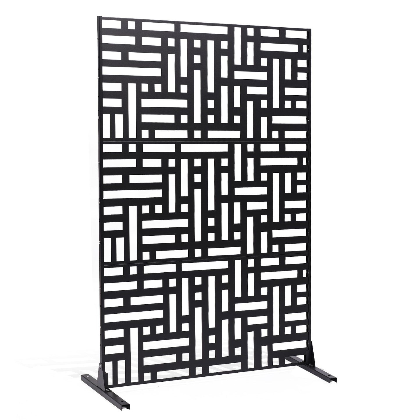Metal Privacy Screen, 120 x 193cm, Outdoor Privacy Screens 3-Panel, Freestanding Outdoor Divider with Stand, V952-DLSHWYSPMJS7CV2AZV0