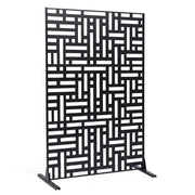 Metal Privacy Screen, 120 x 193cm, Outdoor Privacy Screens 3-Panel, Freestanding Outdoor Divider with Stand, V952-DLSHWYSPMJS7CV2AZV0