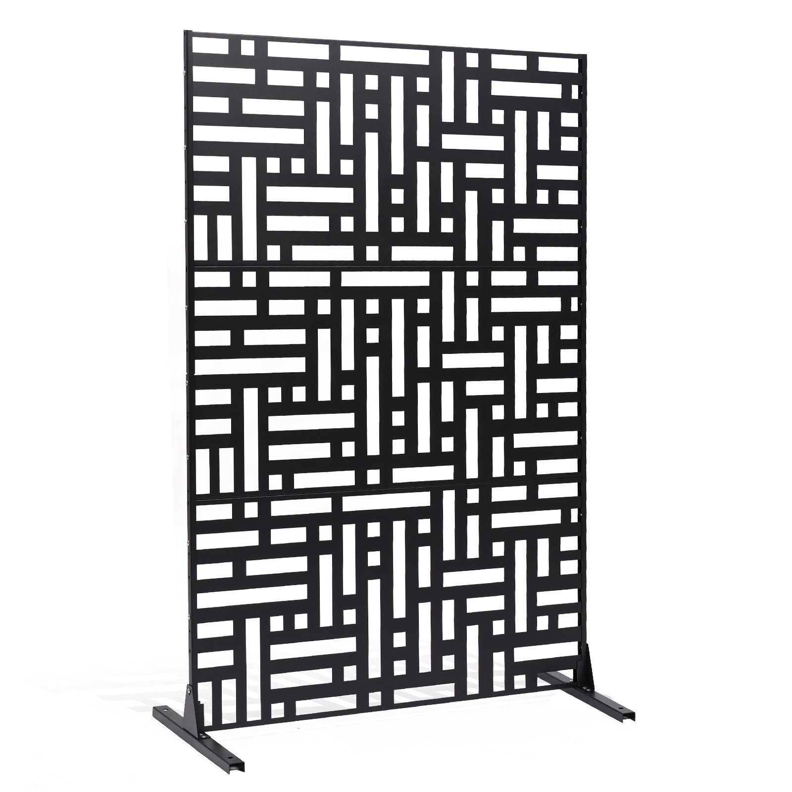 Metal Privacy Screen, 120 x 193cm, Outdoor Privacy Screens 3-Panel, Freestanding Outdoor Divider with Stand, V952-DLSHWYSPMJS7CV2AZV0