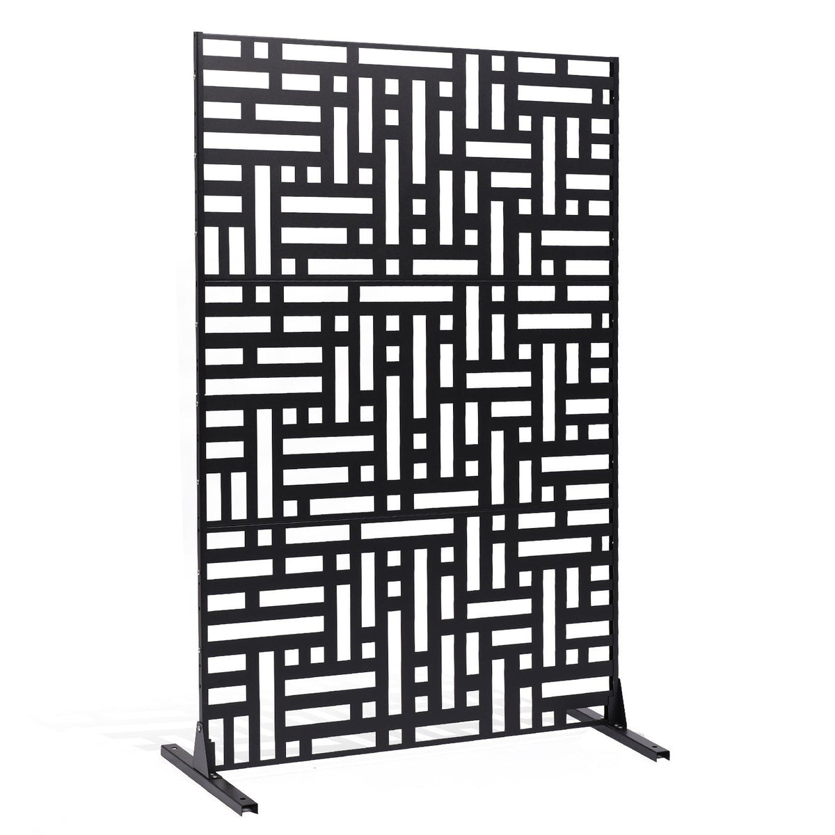 Metal Privacy Screen, 120 x 193cm, Outdoor Privacy Screens 3-Panel, Freestanding Outdoor Divider with Stand, V952-DLSHWYSPMJS7CV2AZV0