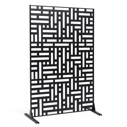 Metal Privacy Screen, 120 x 193cm, Outdoor Privacy Screens 3-Panel, Freestanding Outdoor Divider with Stand, V952-DLSHWYSPMJS7CV2AZV0
