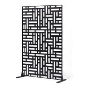 Metal Privacy Screen, 120 x 193cm, Outdoor Privacy Screens 3-Panel, Freestanding Outdoor Divider with Stand, V952-DLSHWYSPMJS7CV2AZV0
