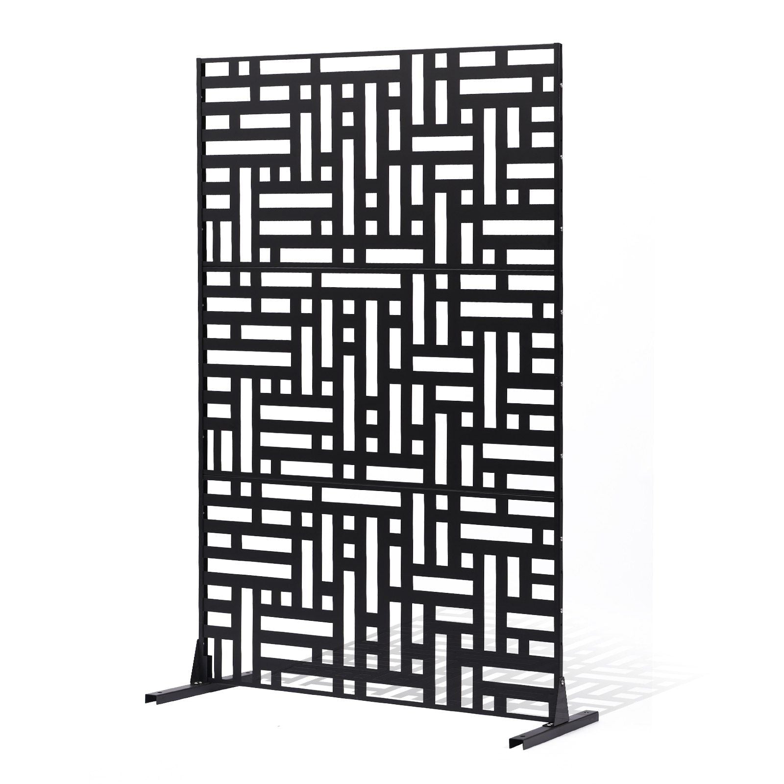 Metal Privacy Screen, 120 x 193cm, Outdoor Privacy Screens 3-Panel, Freestanding Outdoor Divider with Stand, V952-DLSHWYSPMJS7CV2AZV0