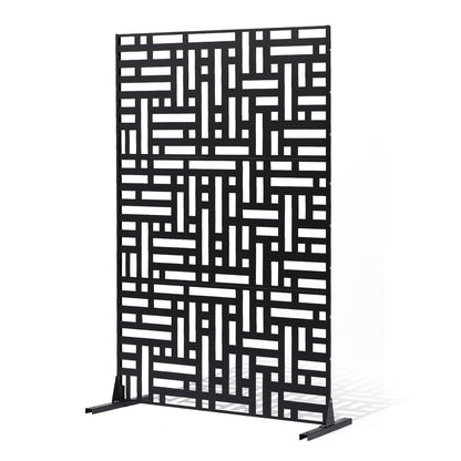 Metal Privacy Screen, 120 x 193cm, Outdoor Privacy Screens 3-Panel, Freestanding Outdoor Divider with Stand, V952-DLSHWYSPMJS7CV2AZV0