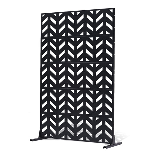 Metal Privacy Screen, 47" W x 72" H, Outdoor Privacy Screens 5-Panel, Freestanding Outdoor Divider with V952-DLSHWYSPMJS7IMXJNV0