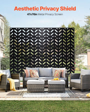 Metal Privacy Screen, 47" W x 72" H, Outdoor Privacy Screens 5-Panel, Freestanding Outdoor Divider with V952-DLSHWYSPMJS7IMXJNV0