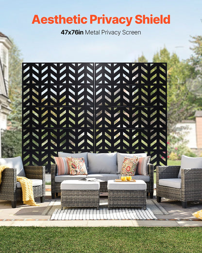 Metal Privacy Screen, 47" W x 72" H, Outdoor Privacy Screens 5-Panel, Freestanding Outdoor Divider with V952-DLSHWYSPMJS7IMXJNV0