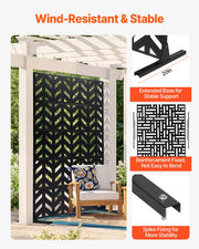 Metal Privacy Screen, 47" W x 72" H, Outdoor Privacy Screens 5-Panel, Freestanding Outdoor Divider with V952-DLSHWYSPMJS7IMXJNV0