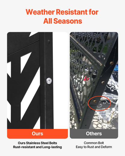 Metal Privacy Screen, 47" W x 72" H, Outdoor Privacy Screens 5-Panel, Freestanding Outdoor Divider with V952-DLSHWYSPMJS7IMXJNV0