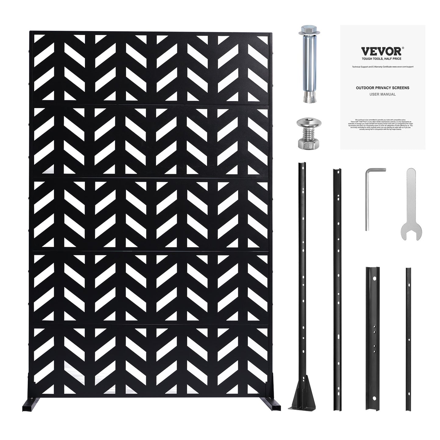 Metal Privacy Screen, 47" W x 72" H, Outdoor Privacy Screens 5-Panel, Freestanding Outdoor Divider with V952-DLSHWYSPMJS7IMXJNV0