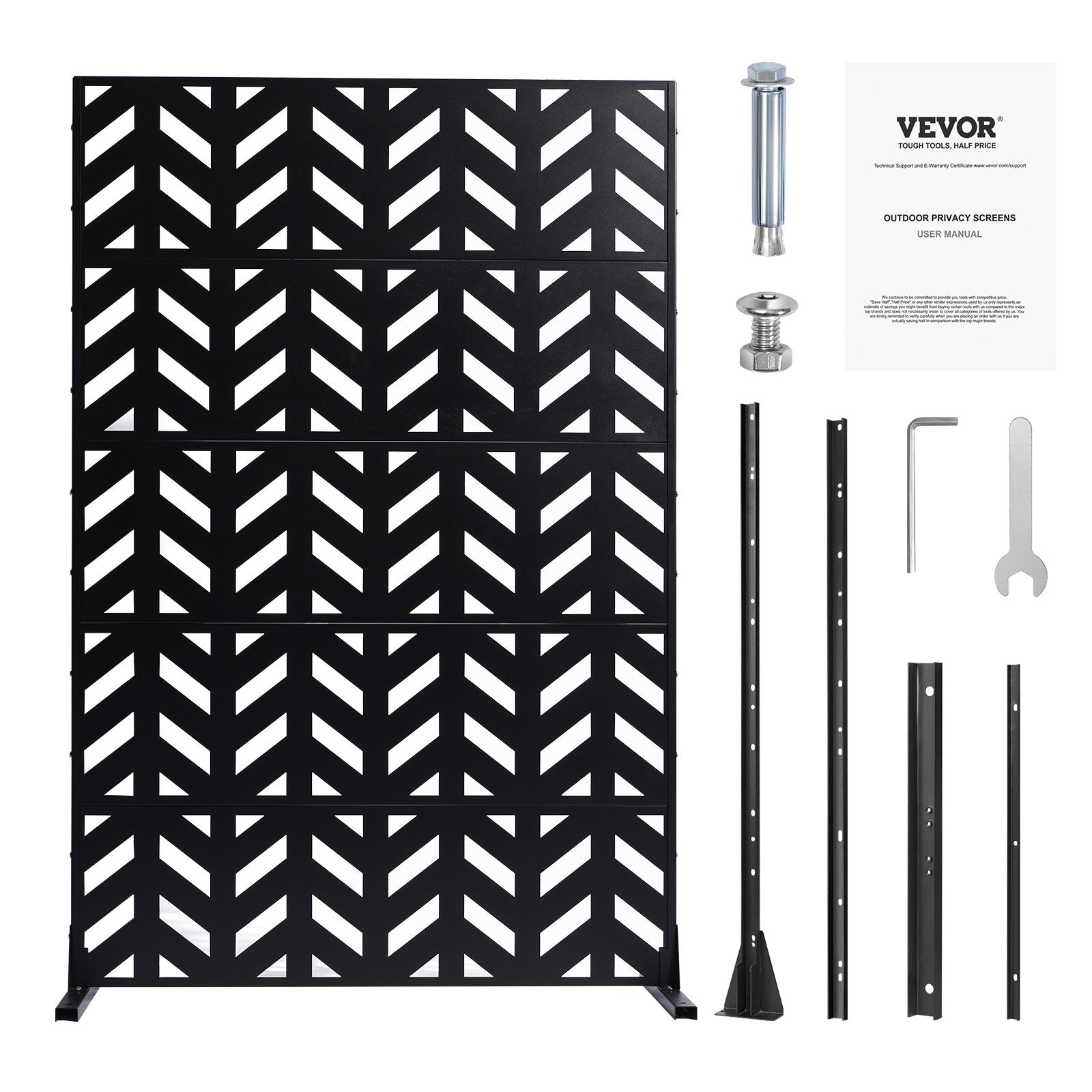 Metal Privacy Screen, 47" W x 72" H, Outdoor Privacy Screens 5-Panel, Freestanding Outdoor Divider with V952-DLSHWYSPMJS7IMXJNV0