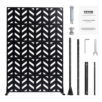 Metal Privacy Screen, 47" W x 72" H, Outdoor Privacy Screens 5-Panel, Freestanding Outdoor Divider with V952-DLSHWYSPMJS7IMXJNV0