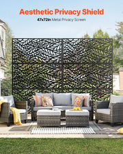 Metal Privacy Screen, 47" W x 72" H, Outdoor Privacy Screens & Panels, Freestanding Outdoor Divider with V952-DLSHWYSPMJS7J715TV0
