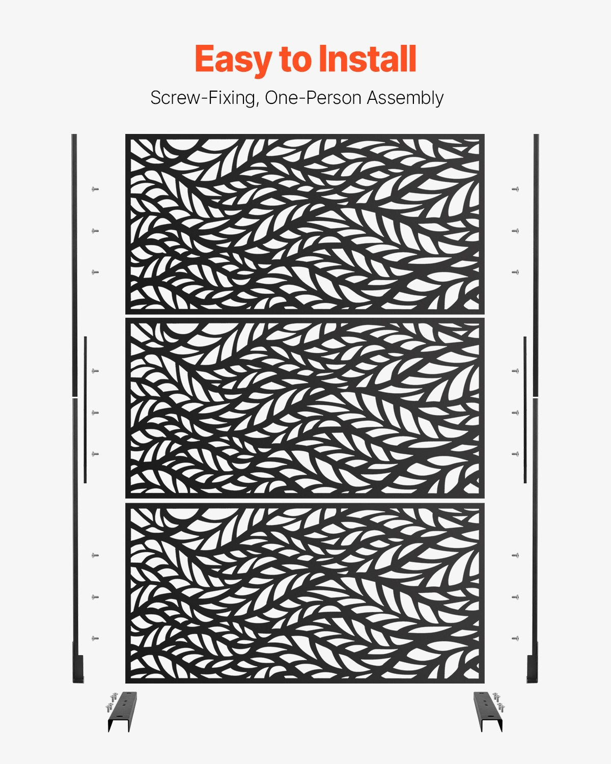 Metal Privacy Screen, 47" W x 72" H, Outdoor Privacy Screens & Panels, Freestanding Outdoor Divider with V952-DLSHWYSPMJS7J715TV0