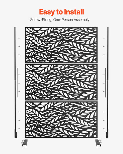 Metal Privacy Screen, 47" W x 72" H, Outdoor Privacy Screens & Panels, Freestanding Outdoor Divider with V952-DLSHWYSPMJS7J715TV0