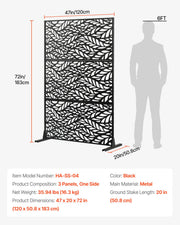 Metal Privacy Screen, 47" W x 72" H, Outdoor Privacy Screens & Panels, Freestanding Outdoor Divider with V952-DLSHWYSPMJS7J715TV0