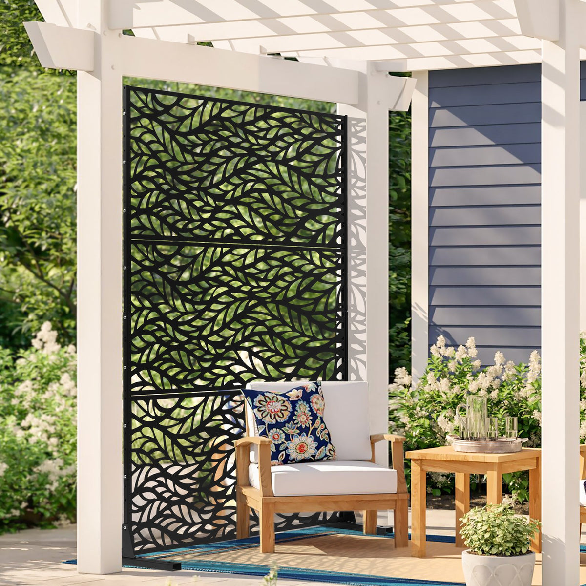 Metal Privacy Screen, 47" W x 72" H, Outdoor Privacy Screens & Panels, Freestanding Outdoor Divider with V952-DLSHWYSPMJS7J715TV0