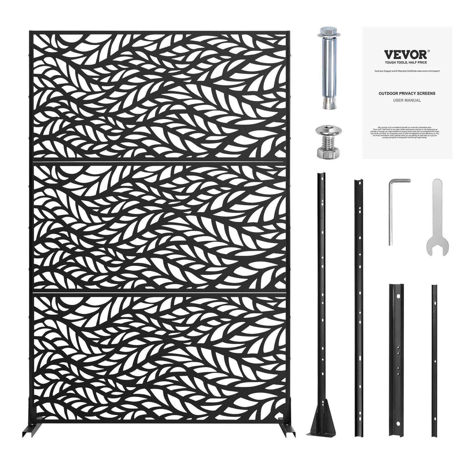 Metal Privacy Screen, 47" W x 72" H, Outdoor Privacy Screens & Panels, Freestanding Outdoor Divider with V952-DLSHWYSPMJS7J715TV0