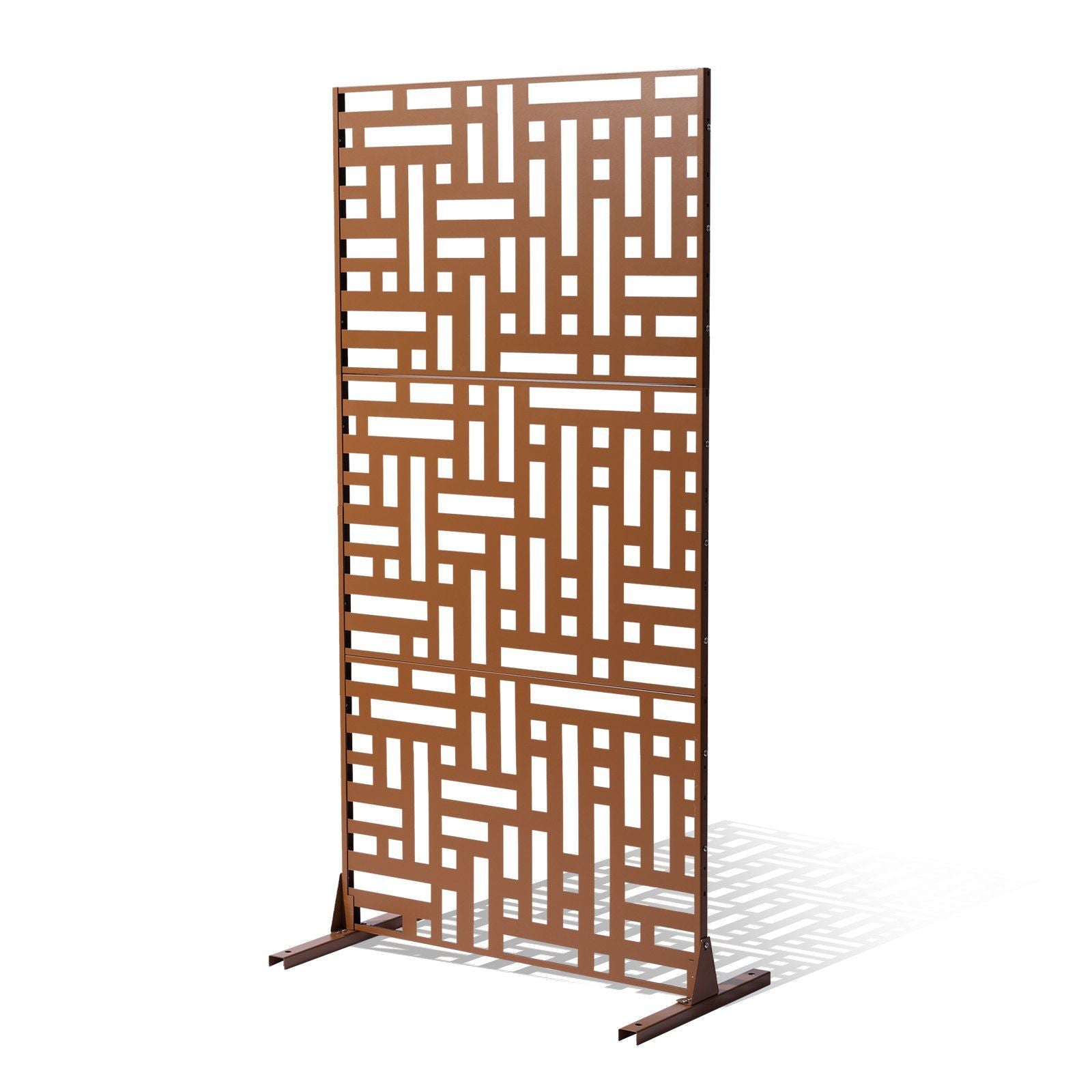 Metal Privacy Screen, 120 x 193cm, Outdoor Privacy Screens 3-Panel, Freestanding Outdoor Divider with Stand, V952-DLSHWYSPMJS7ZTJD3V0