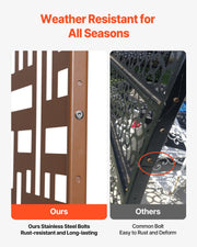 Metal Privacy Screen, 120 x 193cm, Outdoor Privacy Screens 3-Panel, Freestanding Outdoor Divider with Stand, V952-DLSHWYSPMJS7ZTJD3V0
