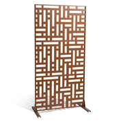 Metal Privacy Screen, 120 x 193cm, Outdoor Privacy Screens 3-Panel, Freestanding Outdoor Divider with Stand, V952-DLSHWYSPMJS7ZTJD3V0