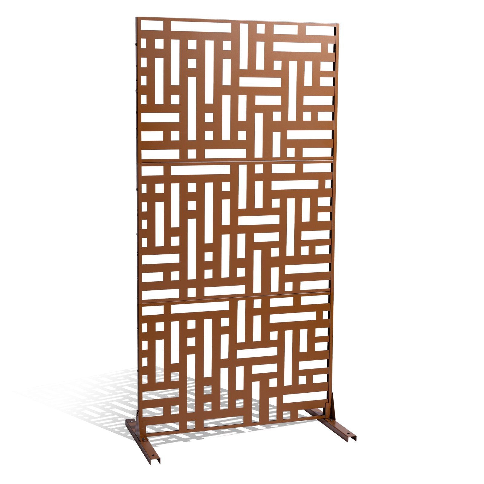 Metal Privacy Screen, 120 x 193cm, Outdoor Privacy Screens 3-Panel, Freestanding Outdoor Divider with Stand, V952-DLSHWYSPMJS7ZTJD3V0