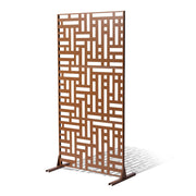 Metal Privacy Screen, 120 x 193cm, Outdoor Privacy Screens 3-Panel, Freestanding Outdoor Divider with Stand, V952-DLSHWYSPMJS7ZTJD3V0