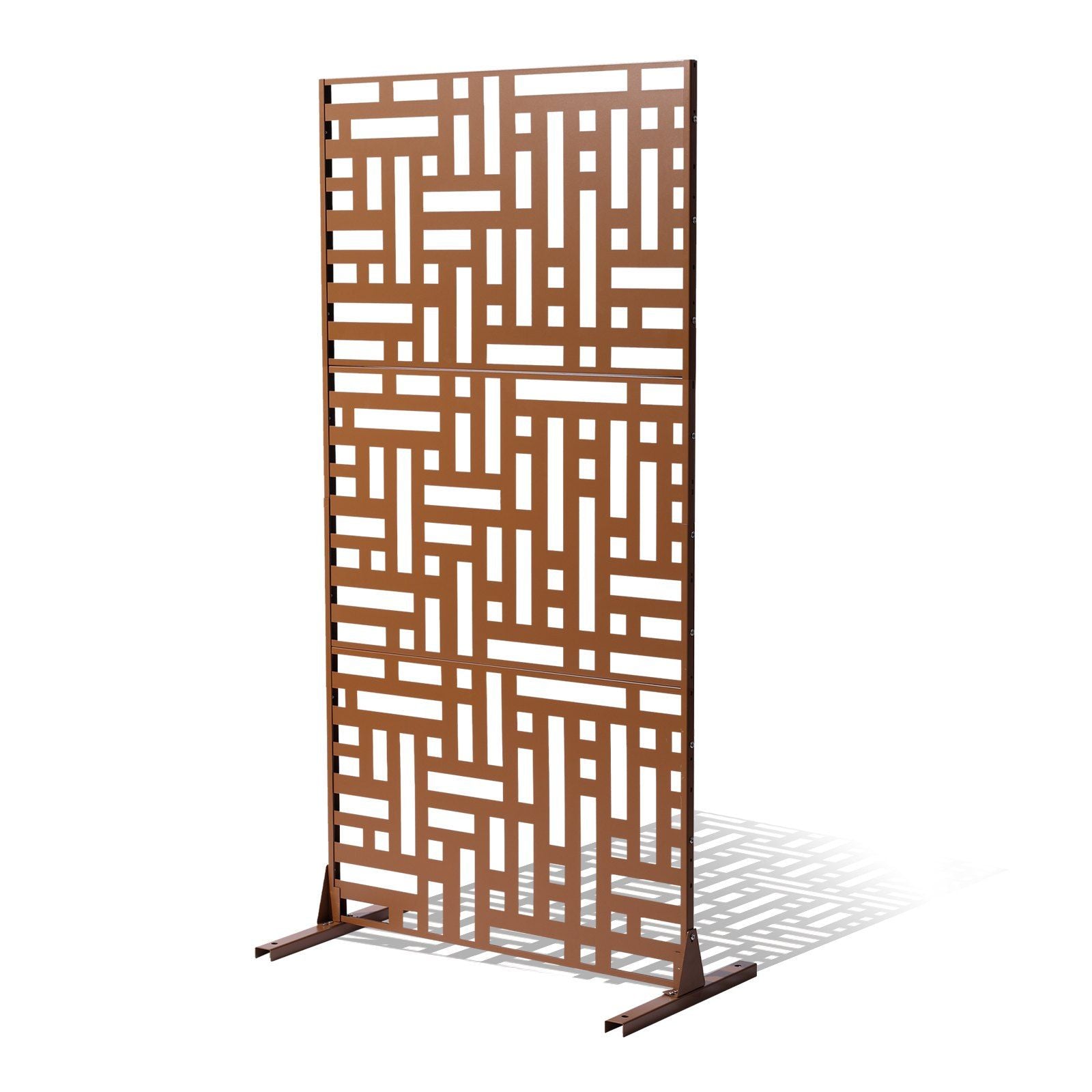 Metal Privacy Screen, 120 x 193cm, Outdoor Privacy Screens 3-Panel, Freestanding Outdoor Divider with Stand, V952-DLSHWYSPMJS7ZTJD3V0