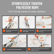 Rope Puller, 3/4 Ton Pulling Capacity, with 30.48 m of 15 mm dia. Rope, 2 Hook, Come Along Winch, Heavy Duty V952-DLSJXQ34T100P5QJIV0