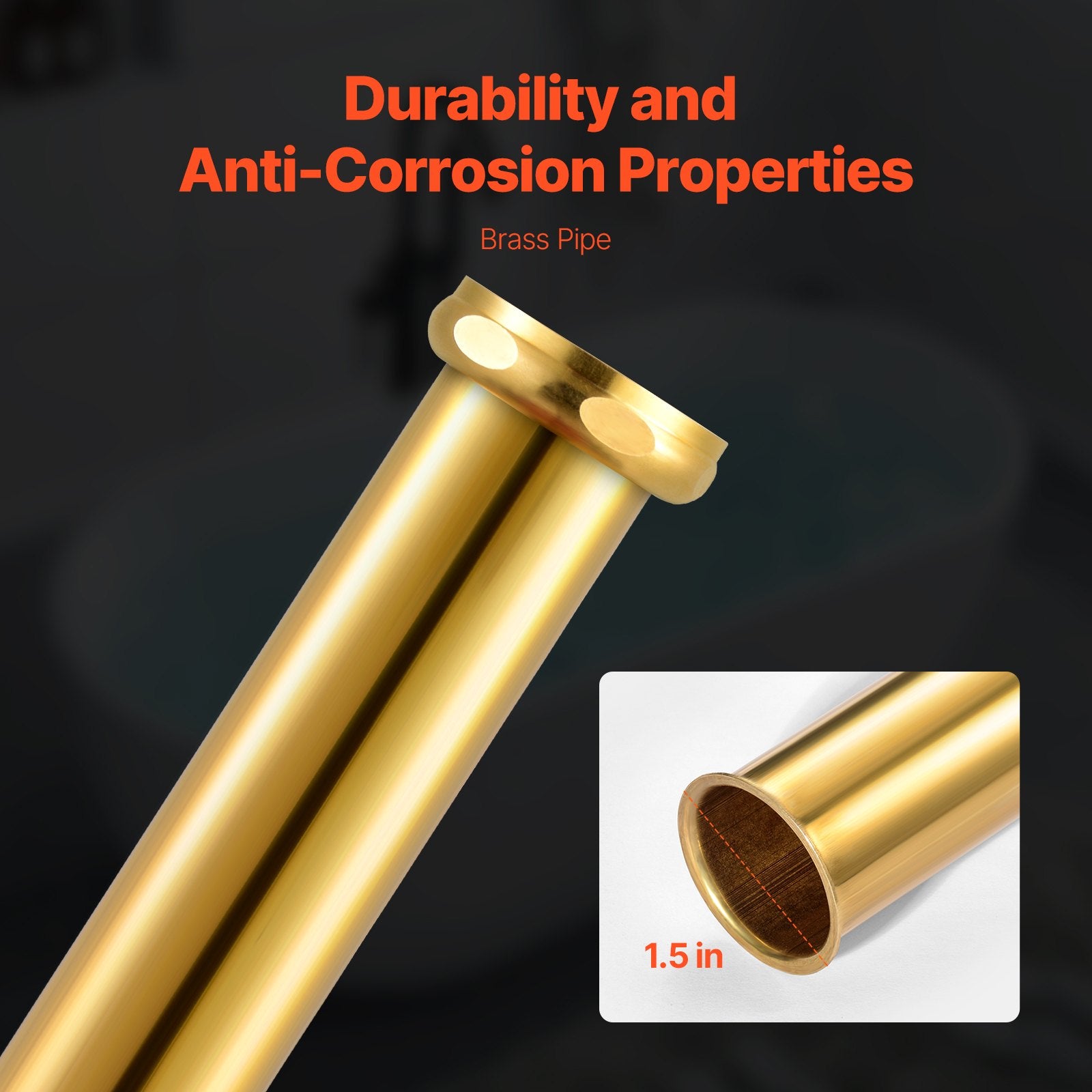 PVC Freestanding Tub Drain Kit, 2 Brass Tail Pipes, Bathtub Drain Rough-in Kit, with PVC Adapter of V952-DLSYGPSGPVCTF565AV0