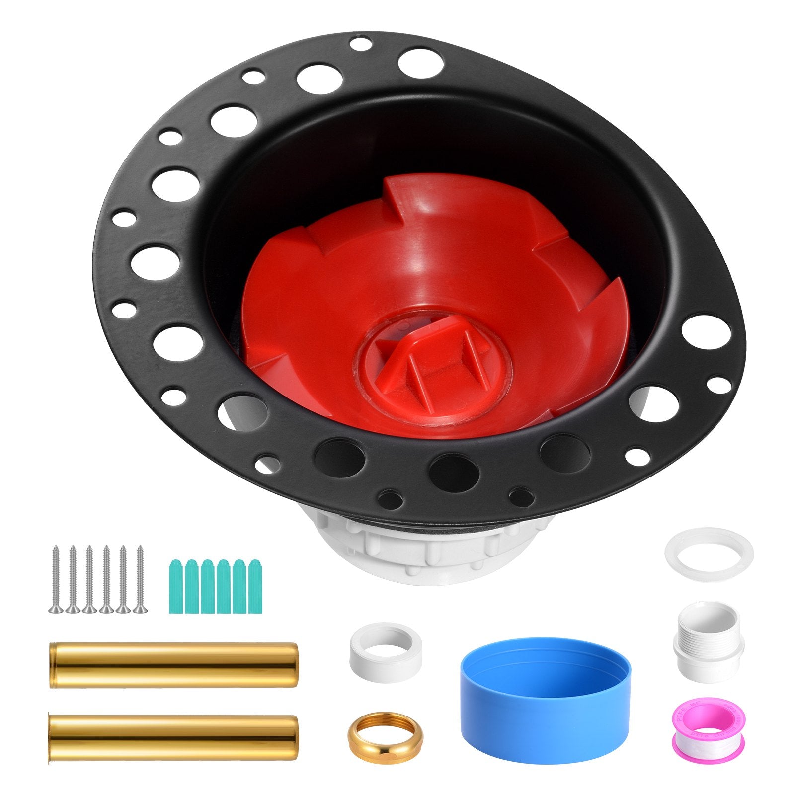 PVC Freestanding Tub Drain Kit, 2 Brass Tail Pipes, Bathtub Drain Rough-in Kit, with PVC Adapter of V952-DLSYGPSGPVCTF565AV0