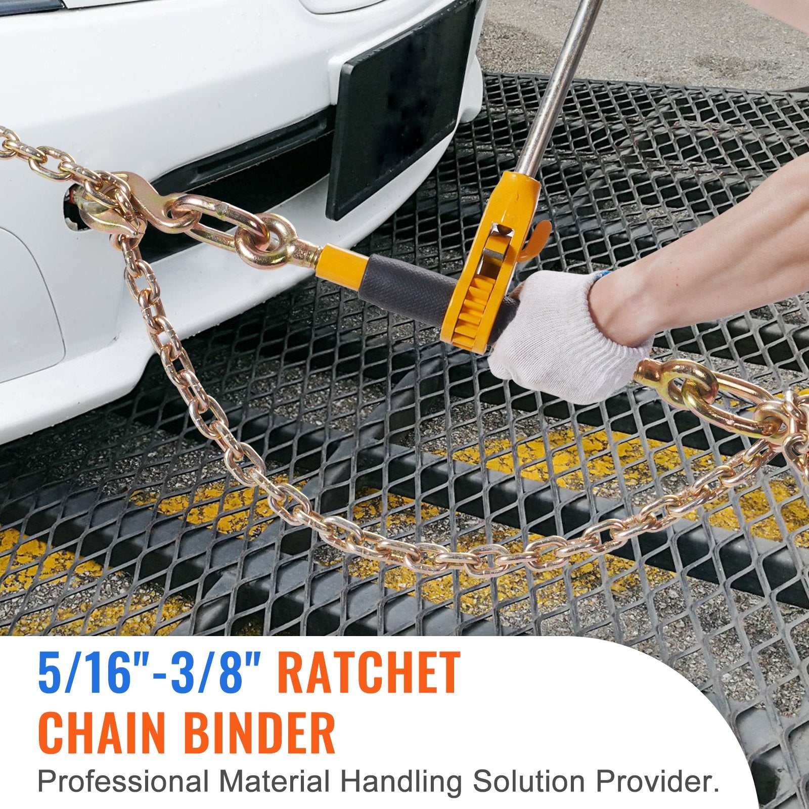 Ratchet Chain Binder, 5/16"-3/8" Heavy Duty Load Binders with G80 Chains, 7100 lbs Secure Load Limit, V952-DLTJLLJQBBTYC9WKZV0