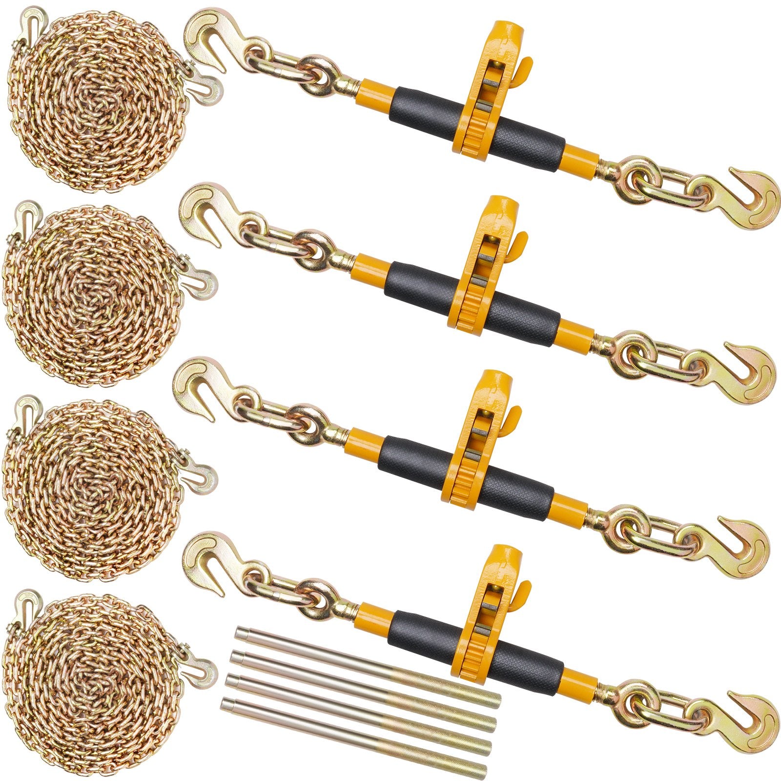 Ratchet Chain Binder 3/8"-1/2" Load Binders 12000 lbs w/ G80 Chains 4 Pcs V952-DLTJLLJQBBTYCEEB7V0