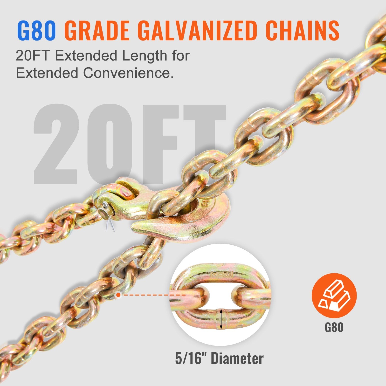 Ratchet Chain Binder 5/16"-3/8" Load Binders 7100 lbs w/ G80 Chains 4 Pcs V952-DLTJLLJQBBTYCUL6GV0