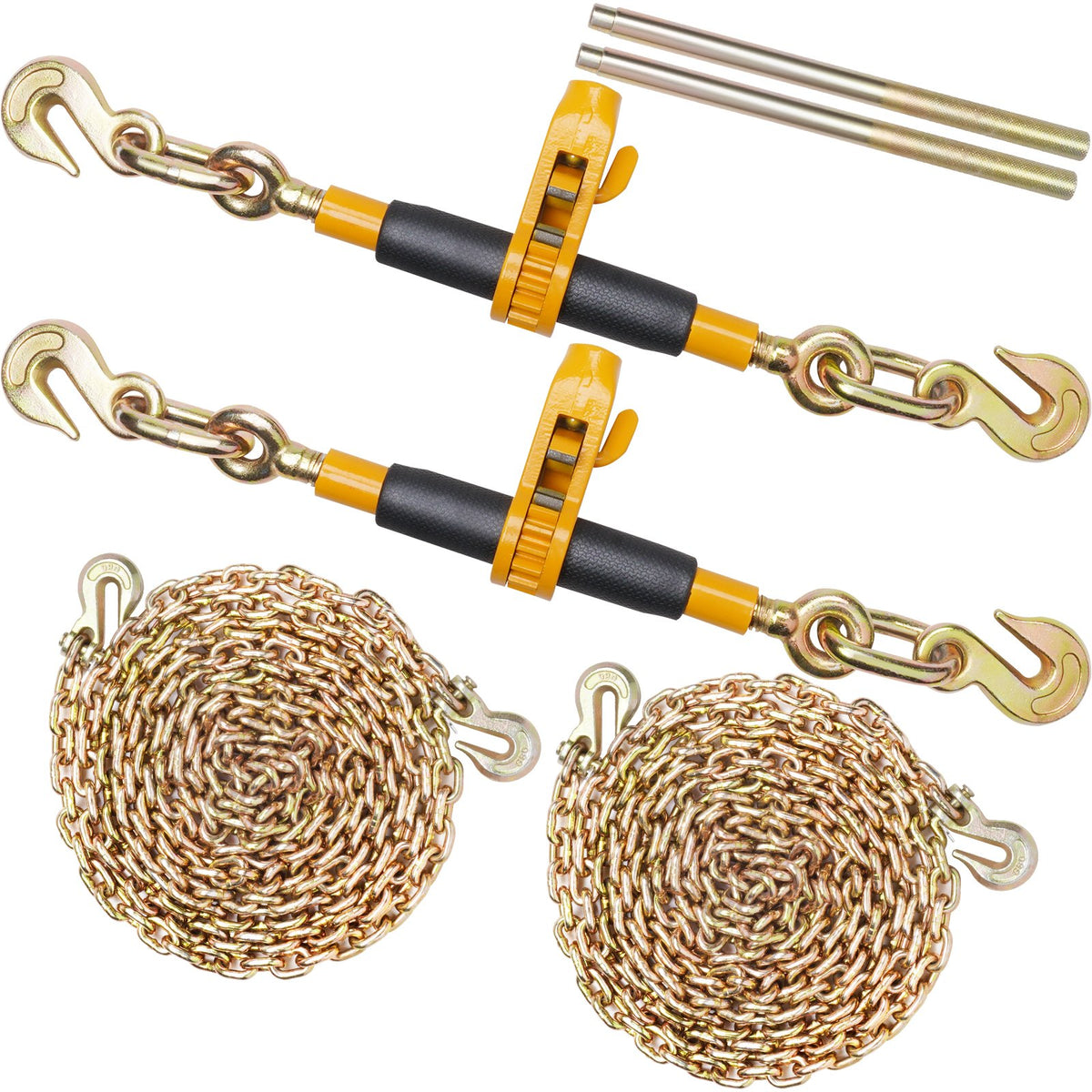 Ratchet Chain Binder 2PCS, 0.9-1.2 cm Heavy Duty Load Binders, with G80 Chains 5443 kg Secure Load Limit, V952-DLTJLLJQTYCBBHNAQV0