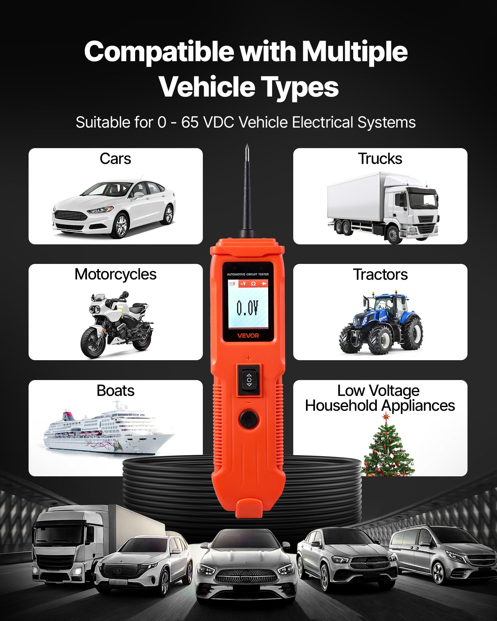Automotive Circuit Tester, 8 - 35 DCV Power Circuit Probe Tester with TFT Color Display and Lighting, V952-DLXQCDLCSYKCO4QL7001V9