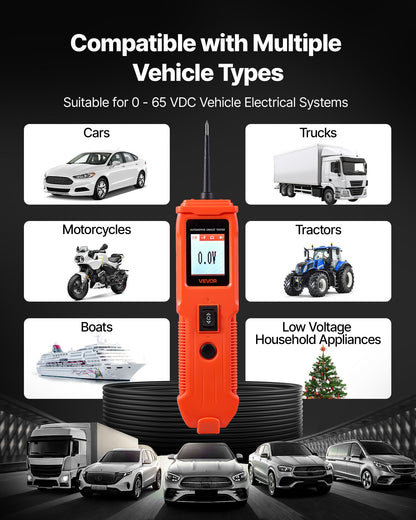 Automotive Circuit Tester, 8 - 35 DCV Power Circuit Probe Tester with TFT Color Display and Lighting, V952-DLXQCDLCSYKCO4QL7001V9